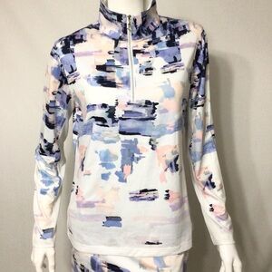 Kate Lord Collection Women's Abstract Print Long Sleeve Quarter Zip Golf Top